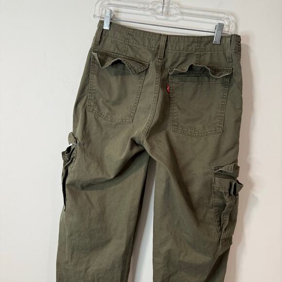 Levi's 94' Baggy Pants Wide Leg Cargo Relaxed Fit Cotton Green 27 - Picture 7 of 10